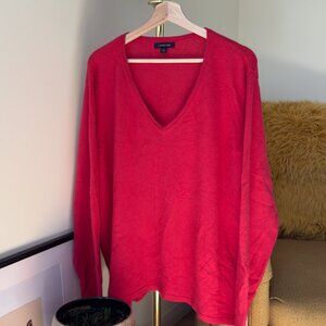 Vintage Lands' End 100% Cashmere Red V-Neck Sweater| US 3X